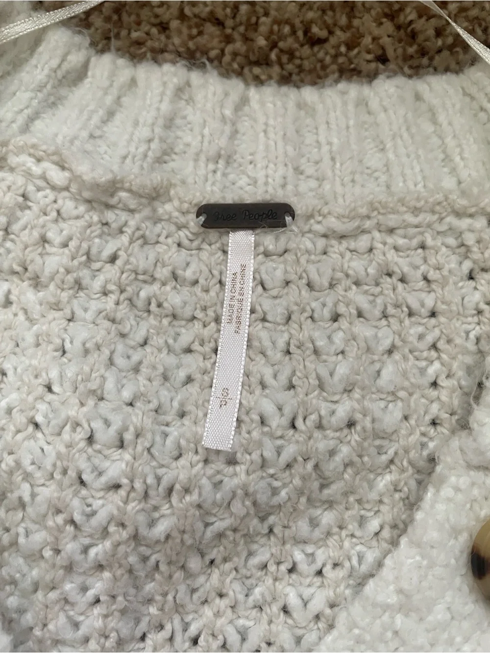 Free people white thick knit sweater